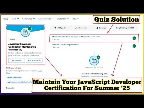 JavaScript Developer Certification Maintenance Summer '25 | Maintain Your JavaScript Developer