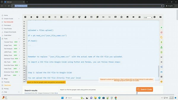 Import csv file into google colab using python and pandas