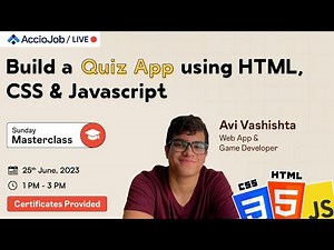 Build a Quiz App Using HTML, CSS & JavaScript | Project Building Workshop | Coding Bootcamp