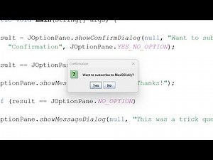 Java JOptionPane Yes/No Confirm Dialog Box - Get User Input (Simple)