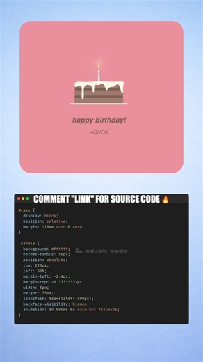 Happy Birthday Animation 🎂 | HTML CSS Cake Animation 🔥