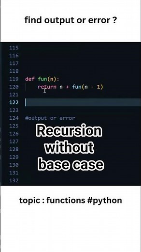 Recursion without base case (functions) #python