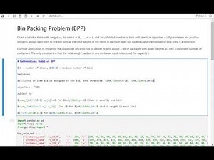 02 Bin Packing Problem In Python And Gurobi - Mathematical Model (Integer Linear Programming ILP)