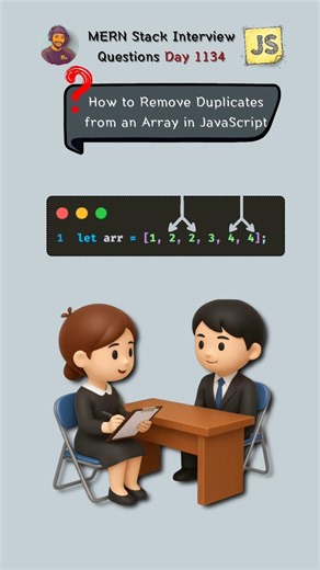 How to Remove Duplicates from an Array in JavaScript 🔥 | JS Interview Question #shorts
