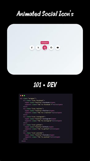 Modern Animated Social Icons ✨ | HTML & CSS Hover Effects | ‪@101DEVCode‬