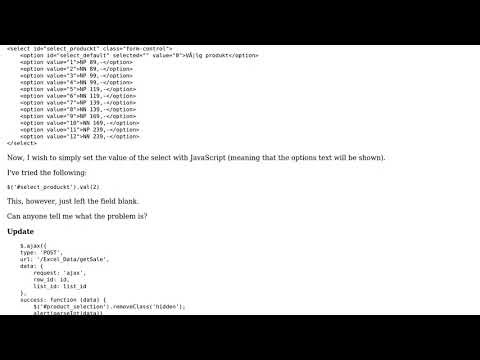 Setting select option with javascript