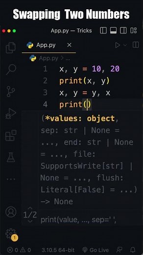 🔴 Swapping Two Numbers in Python