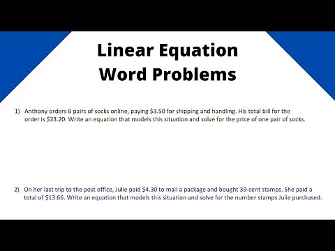 Linear Equation Word Problems - Algebra 1