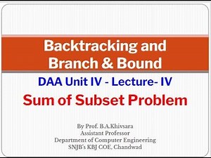 Sum of Subset Problem Using Backtracking