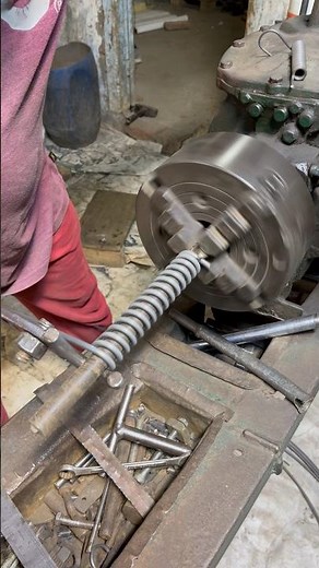 Simple Iron Wire Spring Making on Lathe Machine | Easy DIY Tutorial #youtubeshorts