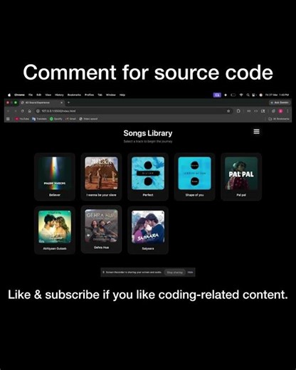 Music Player Website using HTML, CSS & JS 🎵 | Comment for Source Code!