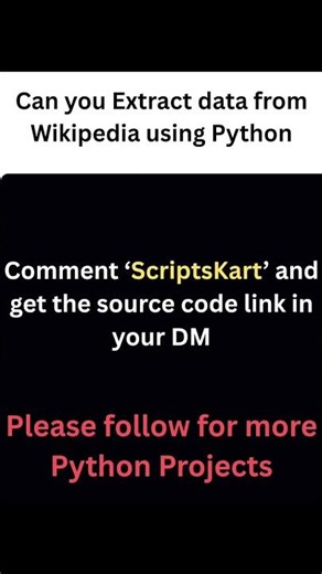 Save it ✔️ .... Share it 🚀 Python code to Extract Wikipedia Data #python #pythonprogramming