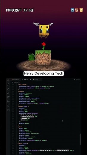 Minecraft 3D Bee 🐝 Using HTML, CSS & JavaScript | 🌟 Epic Design Tutorial 🎮 #shorts #shortvideo #fyp