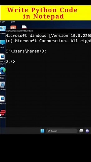 How run Python code writen in Notepad using Command Prompt #viral #trending #shorts #shortvideo