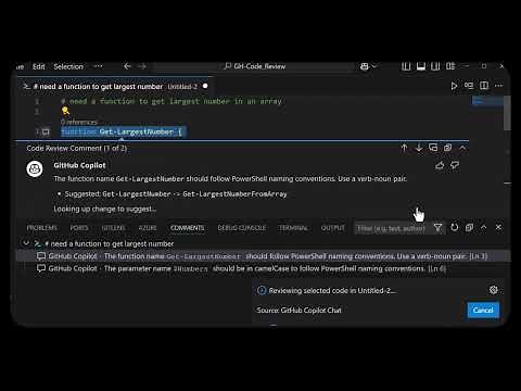 Using the new VS Code GitHub Copilot "Code Review"
