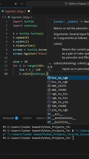 Mesmerizing 3D Spiral Tunnel in Python 🌀 #coding #python #pythonprogramming #turtlegraphics