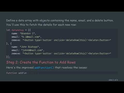 How to Dynamically Add Rows to an HTML Table Using JavaScript
