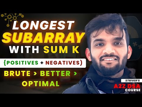 Longest Subarray with sum K | Brute - Better - Optimal | Generate Subarrays