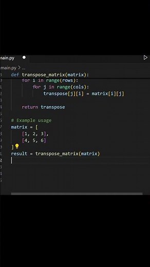 Transpose Matrix in python| Python for Beginners #programming #coding #shorts