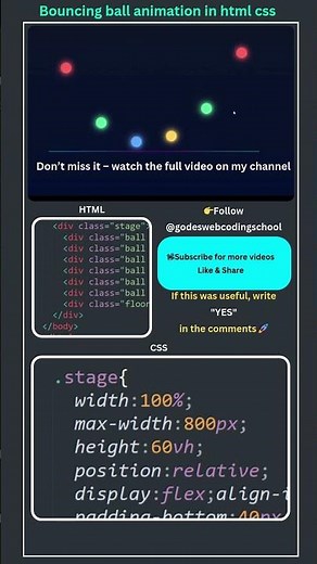Create a Bouncing Ball Animation with HTML & CSS in 30 Seconds!