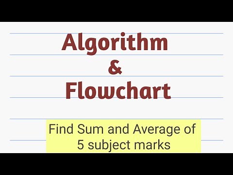 Algorithm and Flowchart to find Sum and Average of 5 subject marks