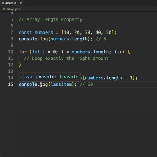 The ONE array property you'll use in every project! 📏 Master the .length property and unlock powerful array techniques. In this short: ✅ What is the length property ✅ Using length in loops ✅ Getting the last array element This simple property solves SO many problems! 💾 Save this for your next project! 📚 Complete arrays guide in bio! #JavaScript #Programming #Coding #Arrays #LearnToCode #WebDevelopment #JavaScriptTips #CodeNewbie #DeveloperTips #TechEducation #JS #CodingLife | Fullstack Flow