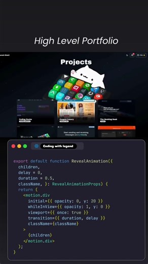 Build a High Level Developer Portfolio 🔥 | React Animation Portfolio react project #shorts