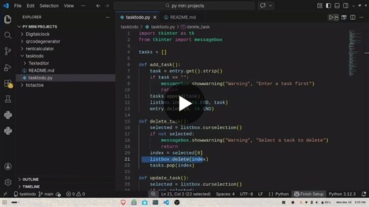 30 Days of Python: Task Manager GUI Project | Samarth Boraste posted on the topic | LinkedIn