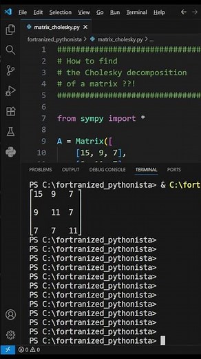 How to find the Cholesky decomposition of a matrix #python