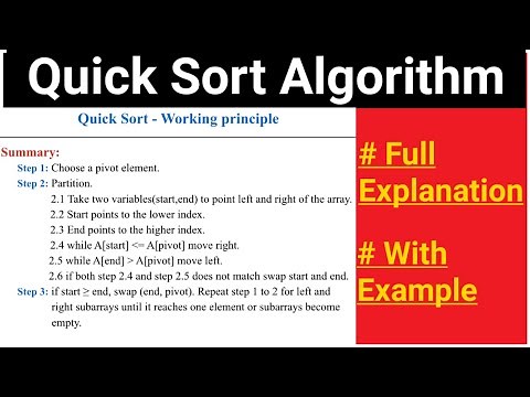 Quick Sort Algorithm | Full Explanation in detail | With Example Array