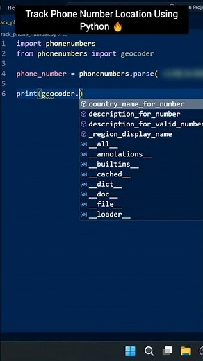 Track Phone Number Location Using Python 🤩 #pythontricks #codingtips #programming #shorts