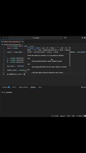 This Python Color Hack Will Blow Your Mind 😱 | Random Color Generator 🎨#shorts
