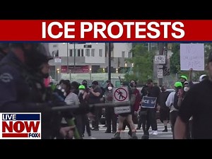 Police clash with protestors in Los Angeles after ICE raids