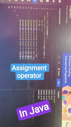 assignment operator in java programming ll🧾