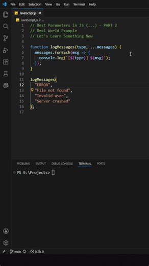 Rest Parameter | Handle Multiple Arguments | Part 2 #coding #javascript #shorts #tutorial #vecna