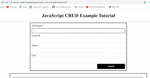 JavaScript CRUD Example Tutorial