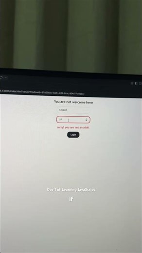 Day 1 Learning JavaScript | Basic Form Validation.