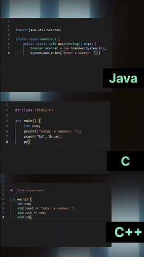 C, C++ Vs Java -Taking User Input