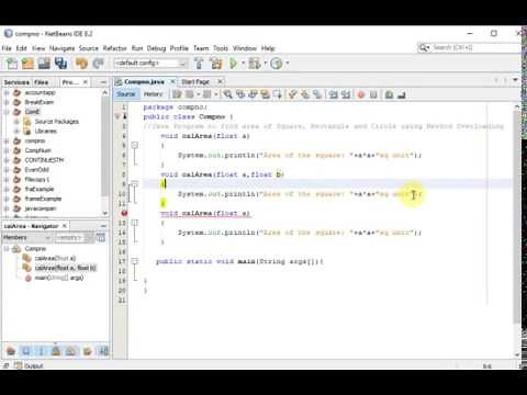 java Program to find area of Square, Rectangle and Circle using Method Overloading