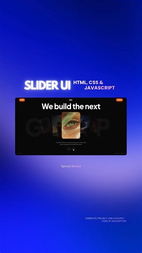 Insane 3D Slider UI with HTML CSS & JavaScript 🔥 #webdesign #shorts