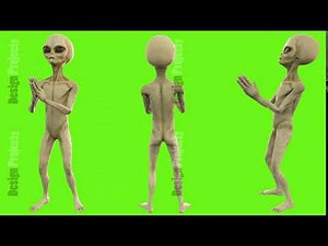 Alien clapping. Loopable animation on green screen. 4k.