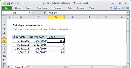 Get days between dates