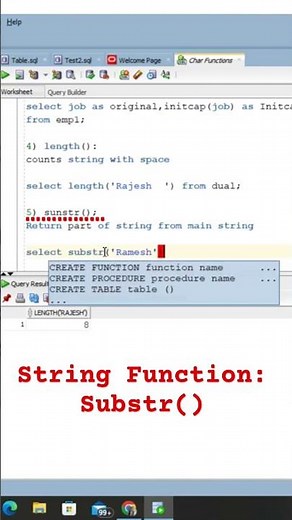 String Function: Substr() in SQL