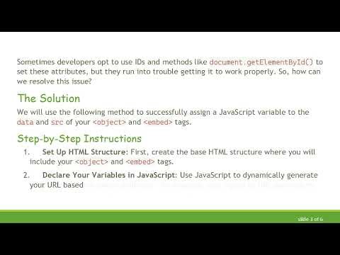How to Pass a Variable from JS to HTML object and embed Tag