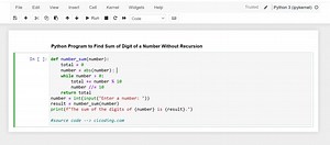 Day 21 : Python Program to Find Sum of Digit of a Number Without Recursion | Python Coding