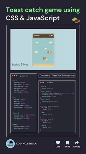 Toast catch game using css and javascript ⚡ @ CODING.STELLA