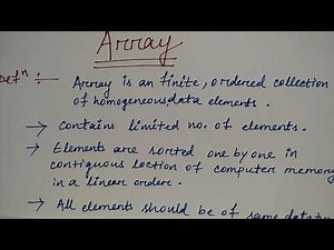 array in data structure in hindi | Lec-3 | DS | Niharika Panda