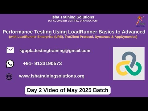 Performance Testing using LoadRunner Day 2 video on 15th May 2025.