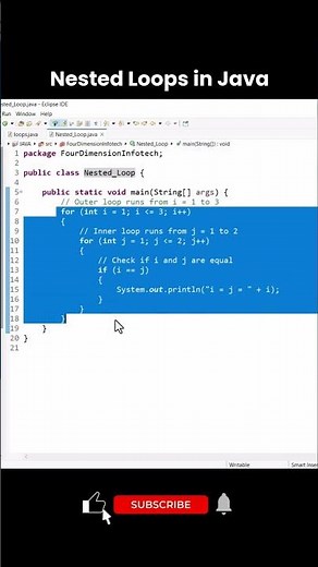 Nested Loops in Java Explained with Examples | Java for Beginners in Eclipse