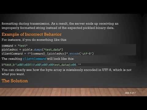 How to Send a Pickled Object Across a Server with Encoding in Python 3